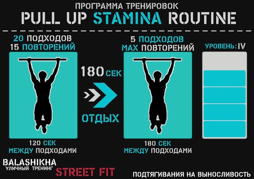 Программы тренировок для уличного тренинга. Подтягивания на выносливость